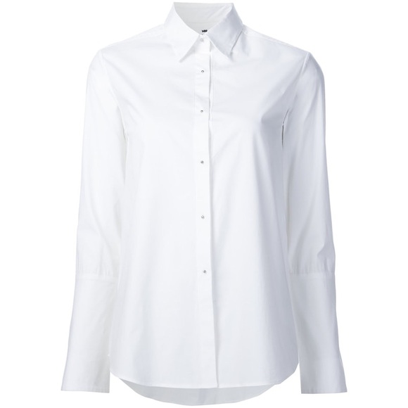 Misha Nonoo Husband Shirt White with Silver Button Studs Size Small - Picture 5 of 9